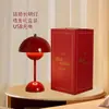 Decoración de habitación de boda, luz de larga duración, lámpara de noche roja para el dormitorio, lámpara de mesa festiva con forma de capullo, iluminación ambiental de alta gama