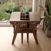 Mesa de Té para Balcón, Pequeña de Madera Maciza, Modelo Nuevo para Uso en Casa, Juego de una Mesa y Dos Sillas, Mesa de Té Creativa para Ocio, Juego de Tres Piezas Pequeño de Mesa y Sillas
