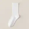 Meias 100% Algodão Puro para Mulheres, Meias de Cano Médio para Primavera e Verão, Antibacterianas, Anti-Pilling, Meias Longas Sem Costura, Meias Largas para Primavera e Verão