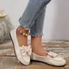 Transfronterizos Tallas Grandes Primavera Otoño Casual Punta Redonda Zapatos de Vestir Mocasines con Lazo Estilo Coreano Zapatos de Vestir Modernos Zapatos Planos para Mujer