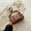 Elegante moda simples estilo coreano strass fivela bolsa de ombro feminina 2024 primavera nova bolsa de axila feminina