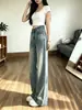 Jeans rectos de estilo retro americano para mujer, nuevo estilo de verano, de cintura alta, holgados, adelgazantes, con un ambiente casual, pantalones de pierna ancha