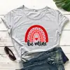 Seja Minha cor padrão de estampa arco-íris Europa e Estados Unidos rua popular comércio exterior nova camiseta de manga curta