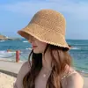 Sombrero de cubo de paja simple estilo japonés para mujer, sombrero de sol transpirable de verano, sombrero de pescador plegable para vacaciones en la playa, protector solar