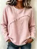 2026 Ropa de Mujer Europea y Americana Sitio Independiente de Amazon Otoño e Invierno Nueva Camiseta de Manga Larga con Encaje Empalmado Cuello Redondo Top Casual