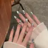 Set de 10 Uñas Azules Ojo de Gato Brillantes Hechas a Mano para una Hija Adinerada, Modernas y Populares, Realza el Cutis y la Elegancia, Uñas Portátiles al por Mayor