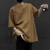 Camiseta Masculina de Camurça Manga Curta Verão Streetwear Americano Senso de Design Nicho Pesada Malandro Legal Solta Manga Meia-manga
