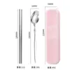 Flor de Rosa Acero Inoxidable Portátil Vajilla Juego de Tres Piezas Regalo de Empresa Palillos Cuchara con Logo Imprimible Caja de Regalo