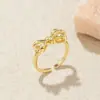 Anel Brilhante com Laço Estilo Coreano Mais Vendido, Cobre Banhado a Ouro, Design Simples de Nicho Estilo Ins, Anel Aberto Não Desbota