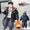 Jaqueta de Algodão Forrada com Lã Xadrez de Inverno para Meninos, Estilo Coreano, Casaco de Algodão Espesso e Estiloso da Moda para Crianças, Jaqueta Acolchoada de Algodão para Crianças Pequenas e Médias