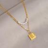 Collar de acero de titanio en tono dorado para mujer, no se decolora, lujo ligero, nicho, joyería de cadena para la clavícula, de alta gama, versátil, a la moda y para el temperamento