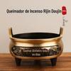 Queimador de Incenso de Cobre Acúmulo de Riqueza Dia a Dia com Duas Alças e Três Pernas, Queimador de Incenso para Adoração Interna para Oferta a Buda, Peça Decorativa