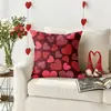Funda de Almohada Roja Transfronteriza para el Día de San Valentín con Letras y Corazones, Almohada Festiva, Cojín para Cabecera, Cojín para Sofá, Dormitorio, Sala de Estar
