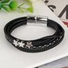 Transfronterizo nuevo europeo y americano retro simple de múltiples raíces de cuero Estrella aleación hebilla magnética pulsera de cuero estilo punk joyería