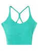 Ropa de yoga para mujer, chaleco deportivo de moda con almohadillas fijas en el pecho, diseño de espalda de mariposa, espalda cruzada en forma de Y, tirantes finos