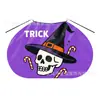 Capa Roxo de Halloween Feita Sob Medida de Fábrica com Estampa de Abóbora e Caveira para Crianças, Capa Descolada com Cadarço para Meninas