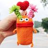 Bolsa para Llaves de Coche Lindo Dibujo Animado Hecho a Mano Lana Tejida Suministros para Coche Colgante Estuche Protector para Llaves Bolsa de Almacenamiento para Mujeres