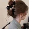 Pinza para el Cabello Perla Marrón Terciopelo Pinza Tiburón Grande Pinza para el Cabello para Mujeres 2025 Nuevo Clip de Gama Alta Accesorios para el Cabello