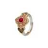 Anillo Puro de Plata 9999 Jin'An, Nuevo Anillo de Plata de Moda con Esmalte Dorado Chinoiserie, Regalo para Amigos y Mejores Amigas