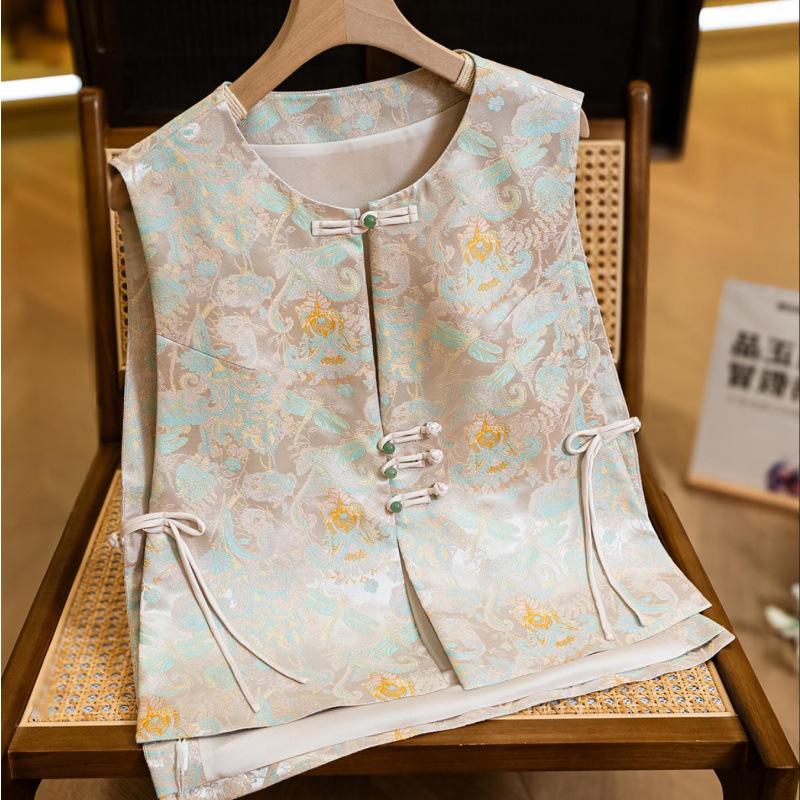 新中式旗袍马甲外搭新款2024春季改良上衣年轻款中国风外套_