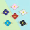 Atacado Transfronteiriço Versão Coreana Pingente Duplo Trevo de Quatro Folhas Gota de Óleo Diamante Liga de Zinco Colar Pulseira Pingente Joias Acessórios DIY