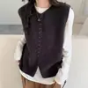 Otoño/Invierno 2026 Nuevo Estilo Coreano Holgado Color Sólido de un Solo Botón Cuello Redondo Chaleco Chaqueta Top de Moda para Mujer