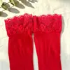 Medias sexy hasta la rodilla con ribete de encaje para mujer, con silicona antideslizante, adecuadas para primavera y otoño, medias negras que realzan la apariencia de las piernas y crean un efecto adelgazante
