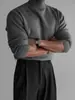 Suéter Gola Alta Simples Myq para Homens, Quente de Inverno, Slim Fit, Camada Base Tricotada, Roupa Estilo Coreano