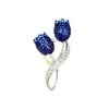 Elegante Estilo Vintage de Joyería de Alta Gama Broche Tulipán Bicolor Azul y Rojo Accesorio Broche Flor de Perla de Lujo Ligero de Alta Gama