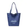 Bolsa de Lona Listrada 2026 Novo Estilo Coreano Ins Casual Bolsa de Ombro Único Grande Capacidade Bolsa Tote Atacado Transfronteiriço