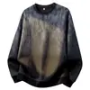 Nova blusa de moletom tie-dye degradê 2026 para homens, outono, modelagem solta, gola redonda, manga longa, estilo trendy do Instagram, peça externa casual