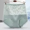 Ropa interior sexy de encaje de cintura alta para mujer talla grande de algodón antibacteriano transpirable parte inferior de cintura alta que contrae el abdomen moldeador de cadera bragas