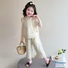 Conjunto de verano para niñas 2026 nuevo estilo, moda de alta gama para niñas de 7 años, elegante ropa de playa estilo dopamina