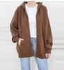 Sudadera con capucha estilo Bm Chaqueta de longitud media Bm Spicy Girl Color liso Cremallera Cárdigan Forro polar Terry Fleece Cálido para mujer