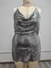 Lencería Erótica Transfronteriza Uniforme Sexy Tentación Doble Abertura Talla Grande Brillante Discoteca Espalda Descubierta Con Tirantes Camisón Uniforme