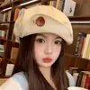 Boina para Mujer, Sombrero de Nube Vintage con Botones, Sombrero Versátil de Otoño e Invierno que Hace que la Cara Parezca Más Pequeña, Sombrero de Artista
