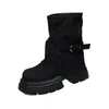 Botas Dr. Martens negras para mujer, botas de moda, nuevas botas de cuero otoño 2026, botas con plataforma, botas para pantorrilla que aumentan la altura, botines de suela gruesa para mujer