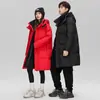 Casaco de Penas de Comprimento Médio para Casal de Inverno 90 Penas de Pato Branco Homens e Mulheres Mesmo Estilo Espessado Resistente ao Frio 30 Graus Jaqueta de Inverno Juvenil