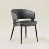 Silla de comedor para el hogar de lujo ligero estilo italiano, silla de tocador de ocio, silla de recepción y sala de reuniones de hotel de alta gama, silla de cuero cómoda con respaldo
