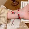 Pulseras de Cuentas Populares para Mujer 2025, Retro, de Alta Gama, Pulseras de Cinabrio Versátiles, Pulseras de Perlas Estilo Ins al Por Mayor