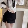Color Sólido Busto Pantalones Falda Mujer Pumpty Otoño Ajustada Cadera Falda Sentido del Diseño Slim Antideslizante Abertura Línea A Falda Corta