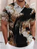 Camisa Polo de Manga Corta para Hombre Casual Verano Cuello Solapa Estampado de Rayas Transfronterizo