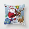Funda de Cojín Navideño de Dibujos Animados Europeos y Americanos para Coche Funda de Almohada de Poliéster Lino Atmósfera Navideña