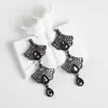 Pendientes Amazon transfronterizos, extragrandes, electrochapados, elegantes, de estilo largo, con un toque de alta gama, adornados con borlas y pedrería negra