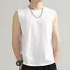 Chaleco deportivo para hombre holgado verano moda marca baloncesto algodón puro fitness sin mangas chaleco Camisa básica sin mangas blanca