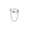 Anillo de Plata de Ley 925 Estilo Coreano para Mujer Cadena Distintiva Anillo de Diamante Morado Sentido Avanzado Nicho Textura Irregular Sentido Lujo Ligero