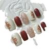 Unhas postiças artesanais Long Island ice Camélia manicure atacado outono e inverno branco artesanal unha de fototerapia Dedo falso âmbar