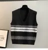 Chaleco de Punto Jacquard para Mujer, Ropa Exterior de Primavera y Otoño, Camisas para Vestir por Capas, Suéteres, Chalecos, Chalecos, Tops Interiores Estilo Preppy de Otoño e Invierno