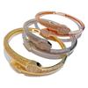 Pulsera abierta de cobre de alta calidad con circonita exquisita, chapado en oro real, llena de circonita, marca de moda europea y americana, pulsera para hombre y mujer, exportación