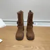 Botas de Cavaleiro Foscas Estilo Britânico Botas de Motociclista Meio da Panturrilha para Mulheres Outono e Inverno 2026 Botas Curtas Botas Martin Western Cowboy